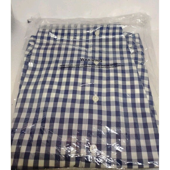 New Untuckit Women's Size 2 Belleza Gingham Checkered Button Down Shirt Navy - Picture 3 of 5